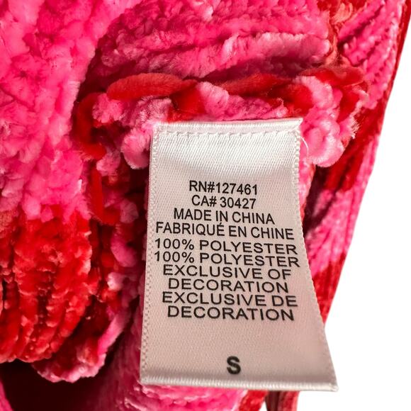 NWT Wildfox Heavy Chenille Red Pink Striped Oversized V-neck Knit Sweater Size S - Picture 9 of 16